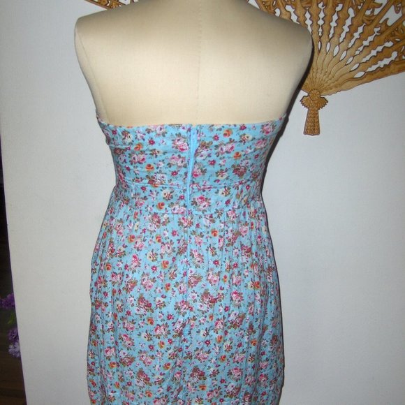 DEB Strapless Blue Floral Dress Juniors 13 - Picture 6 of 12